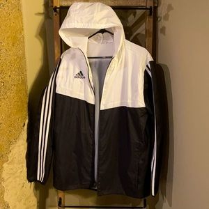 Adidas black and white windbreaker